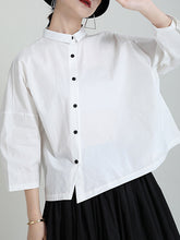 Lapel Solid Original Short Blouse
